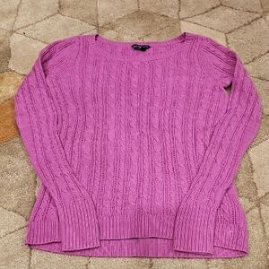 American Eagle Outfitters Magenta Cable Knit Crew Neck Sweater